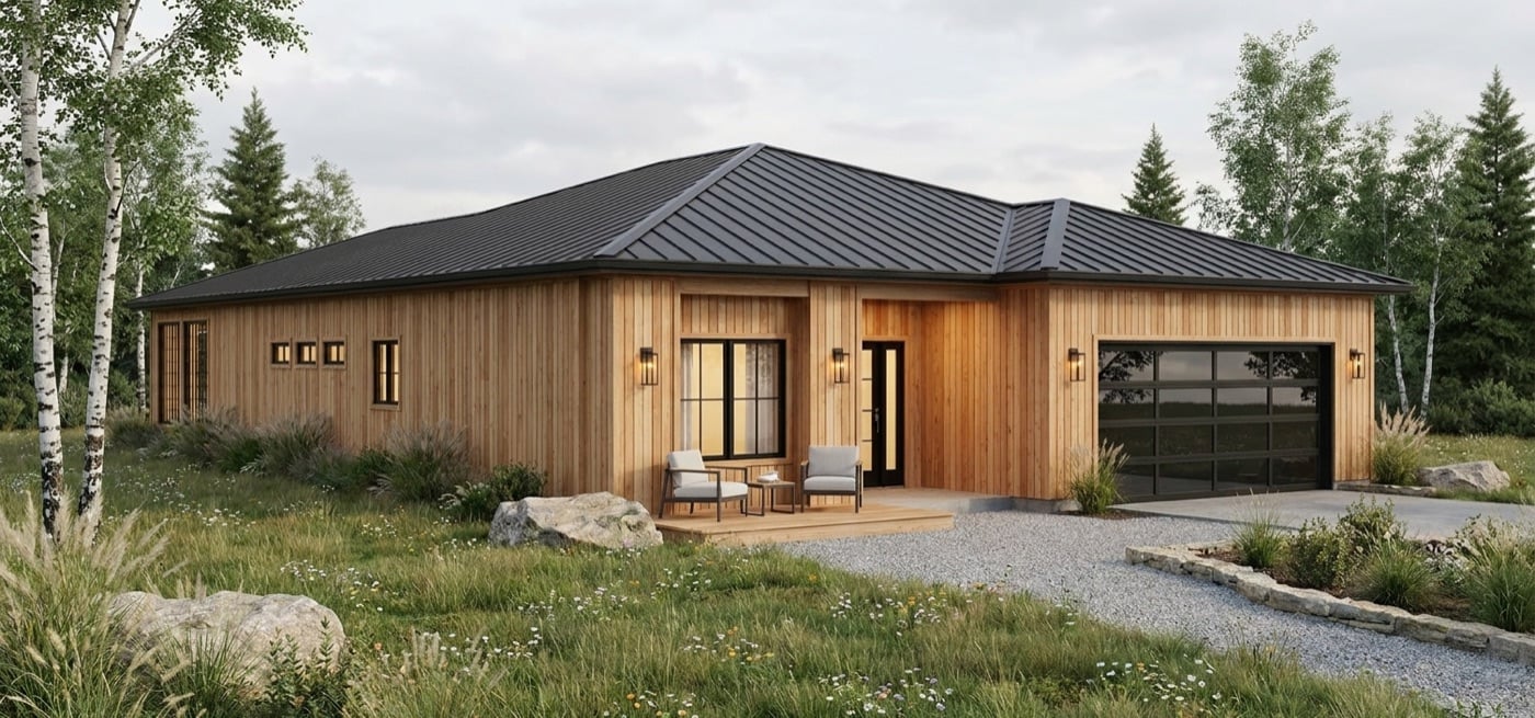 Contemporary Single Family — 2,541 sq ft steel home plan